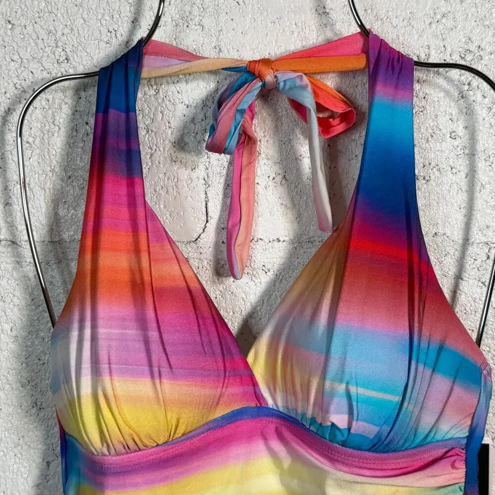 La Blanca woman's Island Halter Swim Tankini, Sunset Shores 4 MSRP $98